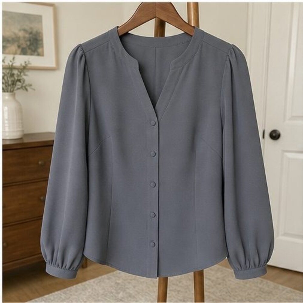 Gray Pleated Blouse